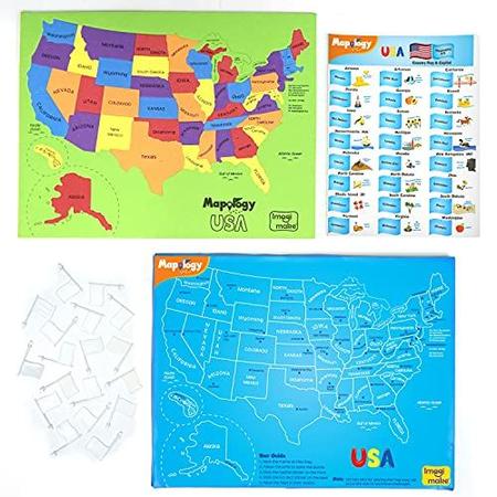 Imagem de Imagimake: Mapologia EUA com Capitais- Aprenda Estados dos EUA Junto com suas capitais e fatos divertidos- Quebra-cabeça fun jigsaw- brinquedo educacional para crianças acima de 5 anos
