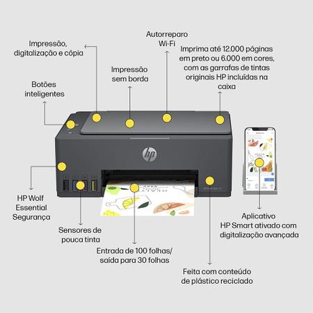 Imagem de Impressora Multifuncional HP Smart Tank 581 Tanque de Tinta Colorida USB e Wi-Fi Bivolt