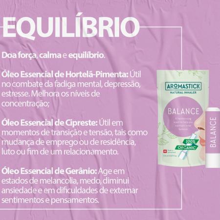 Imagem de Inalador Natural Aromastick Balance Natural (Cipreste e Gerânio)- Compostura, Controle e Autodomínio