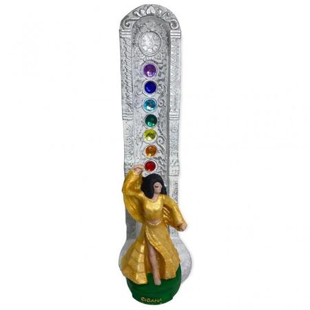 Incensário 7 Chakras Branco Vertical Cigano 22Cm Em Resina - Meta Atacado Imagem de Incensário 7 Chakras Branco Vertical Cigano 22Cm Em Resina