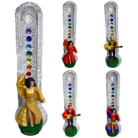 Incensário 7 Chakras Branco Vertical Cigano 22Cm Em Resina - Meta Atacado Imagem de Incensário 7 Chakras Branco Vertical Cigano 22Cm Em Resina