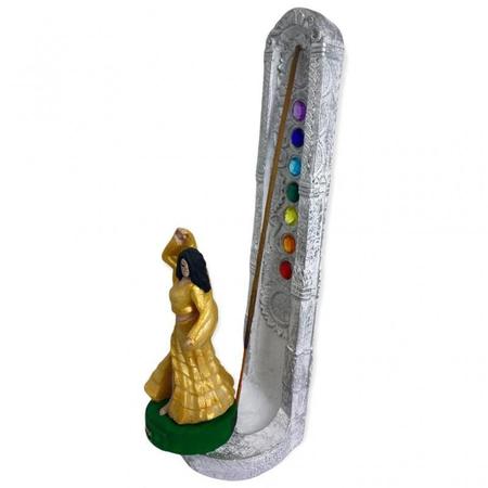 Incensário 7 Chakras Branco Vertical Cigano 22Cm Em Resina - Meta Atacado Imagem de Incensário 7 Chakras Branco Vertical Cigano 22Cm Em Resina