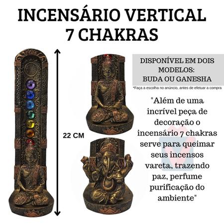 Imagem de Incensário Vertical 7 Chakras Ganesha + 5 Caixas De Incensos Indianos Legítimos