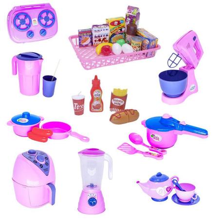 Imagem de Infantil Kit Menina Mercadinho Air Fryer Comidinhas 35 Peças