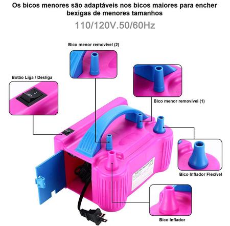 Imagem de Inflador Compressor Elétrico Bomba Encher Balões Bexiga 110V