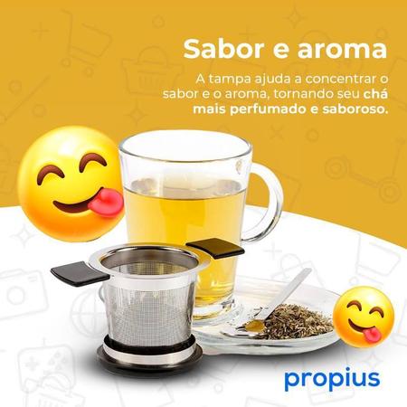 Imagem de Infusor Chá Coador Em Aço Inoxidável Tipo Cesta Alça