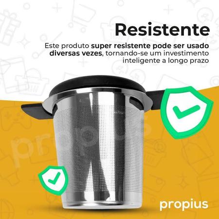 Imagem de Infusor Chá Coador Em Aço Inoxidável Tipo Cesta Silicone Tea