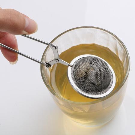 Imagem de Infusor De Chá Inox Coador Peneira Ervas Individual Com Cabo