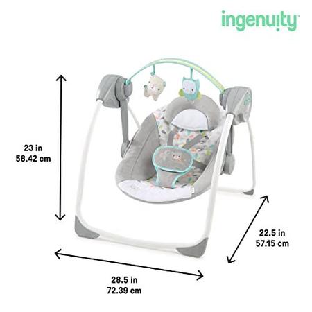 Imagem de Ingenuity Comfort 2 Go Compact Portable 6-Speed Baby Swing com música, dobras para viagem fácil - Floresta fantasiosa, 0-9 meses, 1 contagem (pacote de 1)