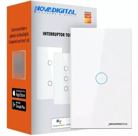 Imagem de interruptor 1 botão Inteligente Zigbee touch Alexa Branco ND