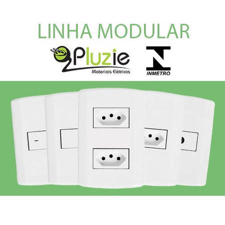 Imagem de Interruptor 1 Tecla Simples + 2 tomadas 20A Pluzi Modular Pluzie  4x2 branca