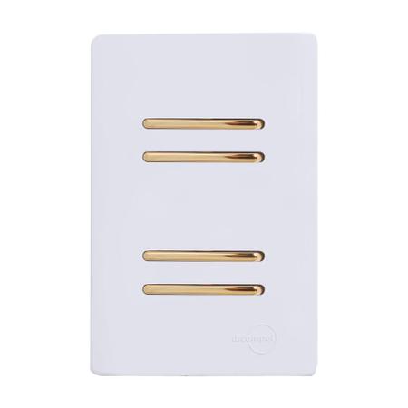 Imagem de Interruptor 4 Teclas Simples Novara Branco Gold