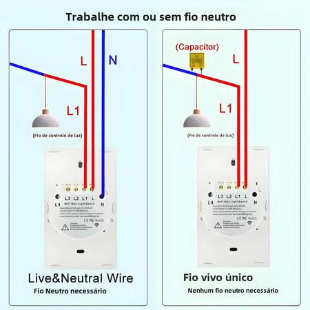 Imagem de Interruptor de Luz Inteligente Wi-Fi - Compatível com Alexa e Google Home - 110V/220V