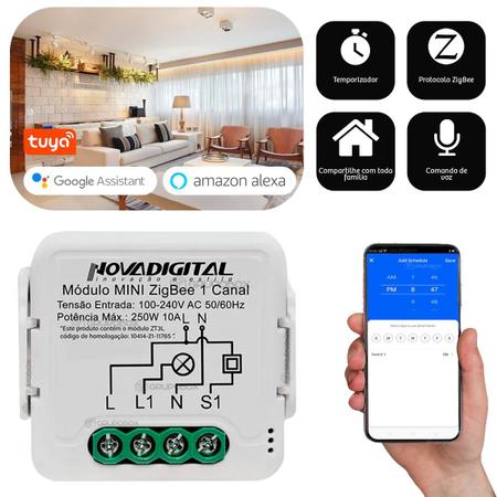 Interruptor Inteligente Tuya com Módulo Wi-Fi, Módulo de Controle