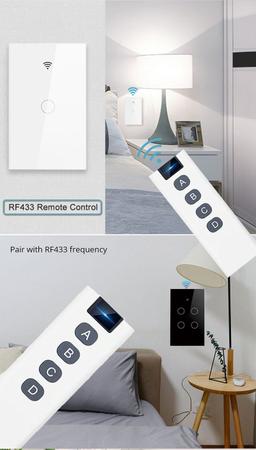 WiFi Smart Light Switch, RF433, sem fio neutro, fogo único, vida