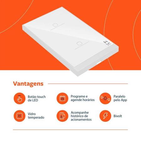 Imagem de Interruptor Inteligente Wi-Fi Geonav 3Botões HIWINT3C Branco