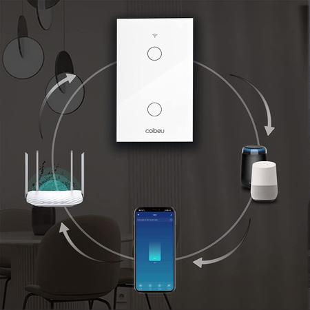 Imagem de Interruptor Inteligente WiFi, Smart Sem Fio Multifuncional 2 botões (MB302 com neutro) Compatível Com Alexa Google