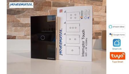 Imagem de Interruptor Nova Digital Preto 1 tecla Wifi e RF