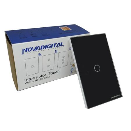 Imagem de Interruptor Nova Digital Preto 1 tecla Wifi e RF