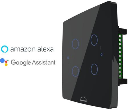 Imagem de Interruptor WiFi Touch Inteligente 4x4 4 Botões Alexa Preto