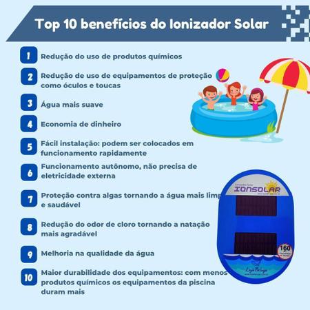 Ionizador Solar Duplo Para Piscinas De Até 160 Mil Litros - Loja beluga Imagem de Ionizador Solar Duplo Para Piscinas De Até 160 Mil Litros