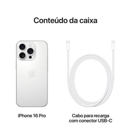 Imagem de iPhone 16 Pro Apple 256GB, Câmera Tripla de 48MP, Tela 6,3", Titânio Branco