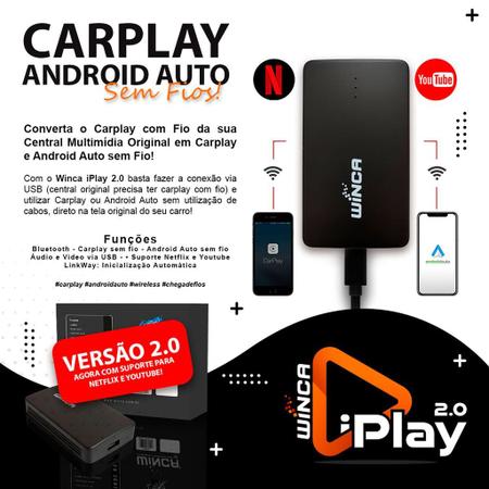 Adaptador Sem Fio CarPlay & Android Auto Para Carros Com De