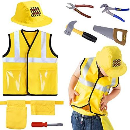 Imagem de iPlay, iLearn Construction Worker Costume Role Play Kit Set, Engineering Dress Up Gift Educational Toy for Halloween Activities Holidays Christmas for 3, 4, 5, 6, 7 Year Old Kids Toddlers Boys