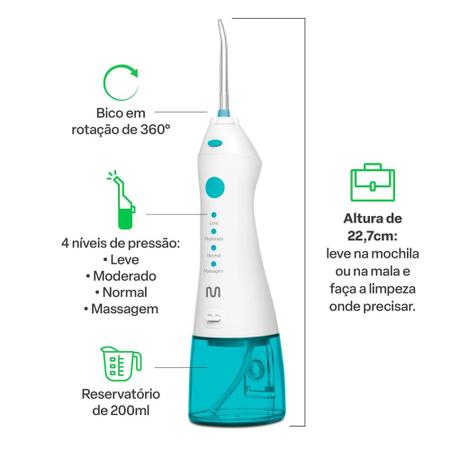 Imagem de Irrigador Oral Clearpik Portable 200ml Recarregável Multi Saúde - HC036