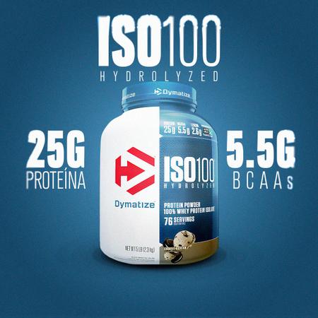 Imagem de Iso 100 Hydrolyzed  25g de Proteínas Hidrosilisada e Isolada  Sabor Cookies & Cream  Dymatize