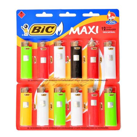 Imagem de ISQUEIRO GRANDE  BIC MAXI  Cartela com 12 Isqueiros