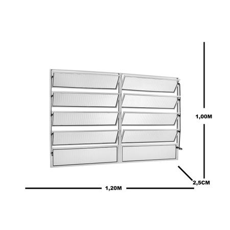 Imagem de Janela de Alumínio Basculante 100x120cm 2 Secções 5 Básculas Ecosul Esquadrisul