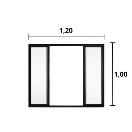 Janela de Correr 4 Folhas S/Grade Alumínio Preto 1.00 x 1.20 Linha Modular - Hale Imagem de Janela de Correr 4 Folhas S/Grade Alumínio Preto 1.00 x 1.20 Linha Modular - Hale