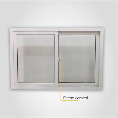 Imagem de Janela de Correr de PVC 2 Folhas com Vidro Simples Fecho Caracol 120x150x7,5cm Multilit Branco