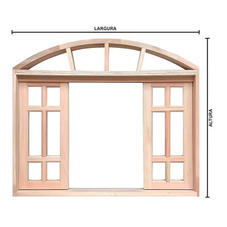 Imagem de Janela de Madeira Vitro de Correr Grécia Em Arco Padrão Cedro Batentes de 14 CM Esquadrias Longo - 2.20 (L) X 1.00 (A)