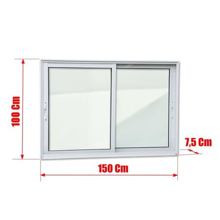 Janela Elite 2 Folhas Moveis 100 X 150 Vidro Liso Branco - Brimak Imagem de Janela Elite 2 Folhas Moveis 100 X 150 Vidro Liso Branco
