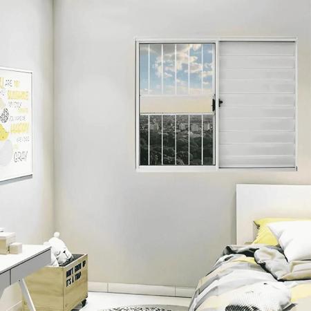 Imagem de janela quarto veneziana de alumínio branco 100x150 3fls c/grade L.18 MODULAR