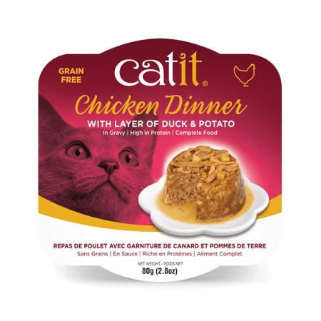 Imagem de Jantar de frango Catit com comida úmida para gatos com pato e batata