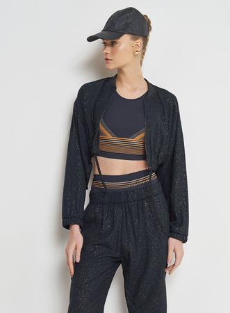 Jaqueta Cropped Com Brilho Sport Style - Allure Vestimenta Imagem de Jaqueta Cropped Com Brilho Sport Style