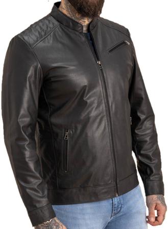 Jaqueta de couro legitimo masculina best sale javali