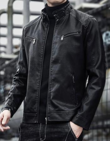 Jaqueta de Couro Masculina Elegante Resistente Luxo Moderna Nova