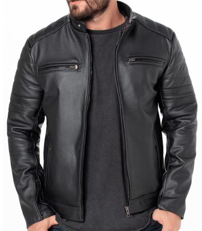 Jaqueta De Couro Masculina Moto Speed Preta Magon Couros