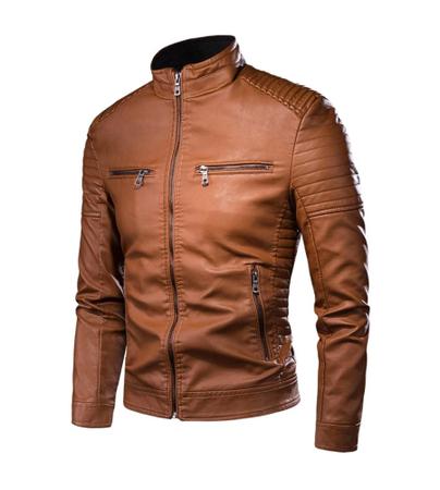 Jaqueta de couro Masculina slim fit - Fox 8 Imagem de Jaqueta de couro Masculina slim fit