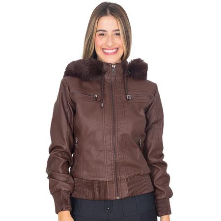 Jaqueta Bomber Puffer Gola Alta Luiza marrom - Compre Agora