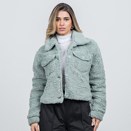 Jaqueta store sherpa feminina