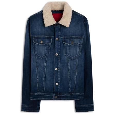 Jaqueta Jeans Ellus High Comfort Blue Com Gola Pelinho Masculina