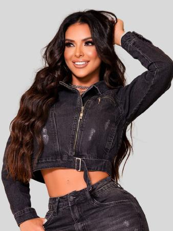 Jaqueta jeans hotsell feminina com ziper