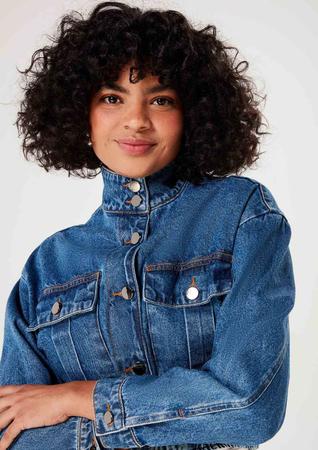 Jaqueta jeans com gola de pelo feminina sales