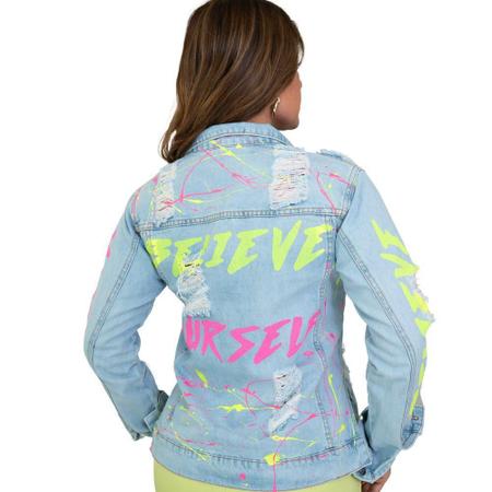 Jaqueta jeans sales com estampa