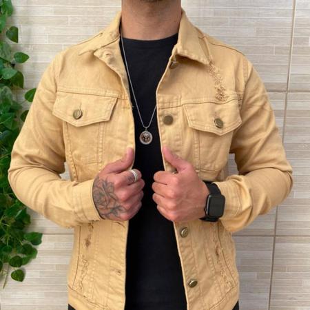 Jaqueta jeans cheap masculina bege